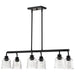 Island Pendant Nuvo 60-8610 Grayson - 6 Light Island Pendant - Matte Black Finish - Clear Ribbed Glass Nuvo
