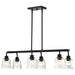 Island Pendant Nuvo 60-8610 Grayson - 6 Light Island Pendant - Matte Black Finish - Clear Ribbed Glass Nuvo