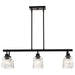 Island Pendant Nuvo 60-8610 Grayson - 6 Light Island Pendant - Matte Black Finish - Clear Ribbed Glass Nuvo