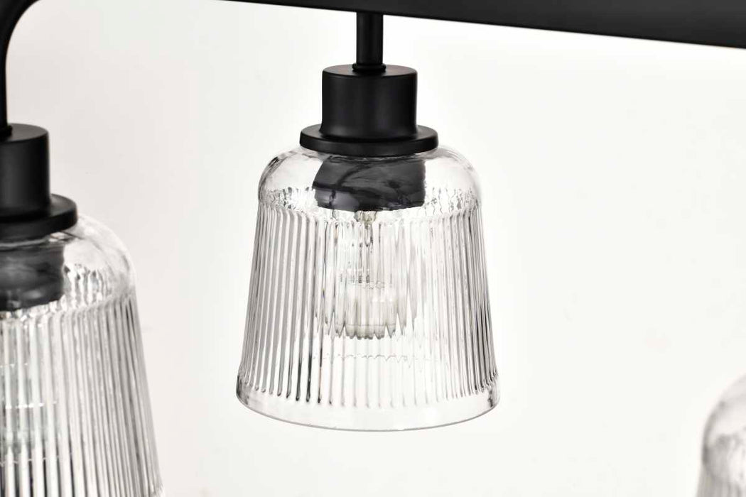 Island Pendant Nuvo 60-8610 Grayson - 6 Light Island Pendant - Matte Black Finish - Clear Ribbed Glass Nuvo