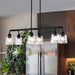 Island Pendant Nuvo 60-8610 Grayson - 6 Light Island Pendant - Matte Black Finish - Clear Ribbed Glass Nuvo