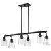 Island Pendant Nuvo 60-8610 Grayson - 6 Light Island Pendant - Matte Black Finish - Clear Ribbed Glass Nuvo