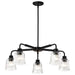 Chandelier Nuvo 60-8611 Grayson - 5 Light Chandelier - Matte Black Finish - Clear Ribbed Glass Nuvo