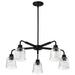 Chandelier Nuvo 60-8611 Grayson - 5 Light Chandelier - Matte Black Finish - Clear Ribbed Glass Nuvo