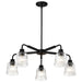 Chandelier Nuvo 60-8611 Grayson - 5 Light Chandelier - Matte Black Finish - Clear Ribbed Glass Nuvo