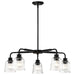 Chandelier Nuvo 60-8611 Grayson - 5 Light Chandelier - Matte Black Finish - Clear Ribbed Glass Nuvo