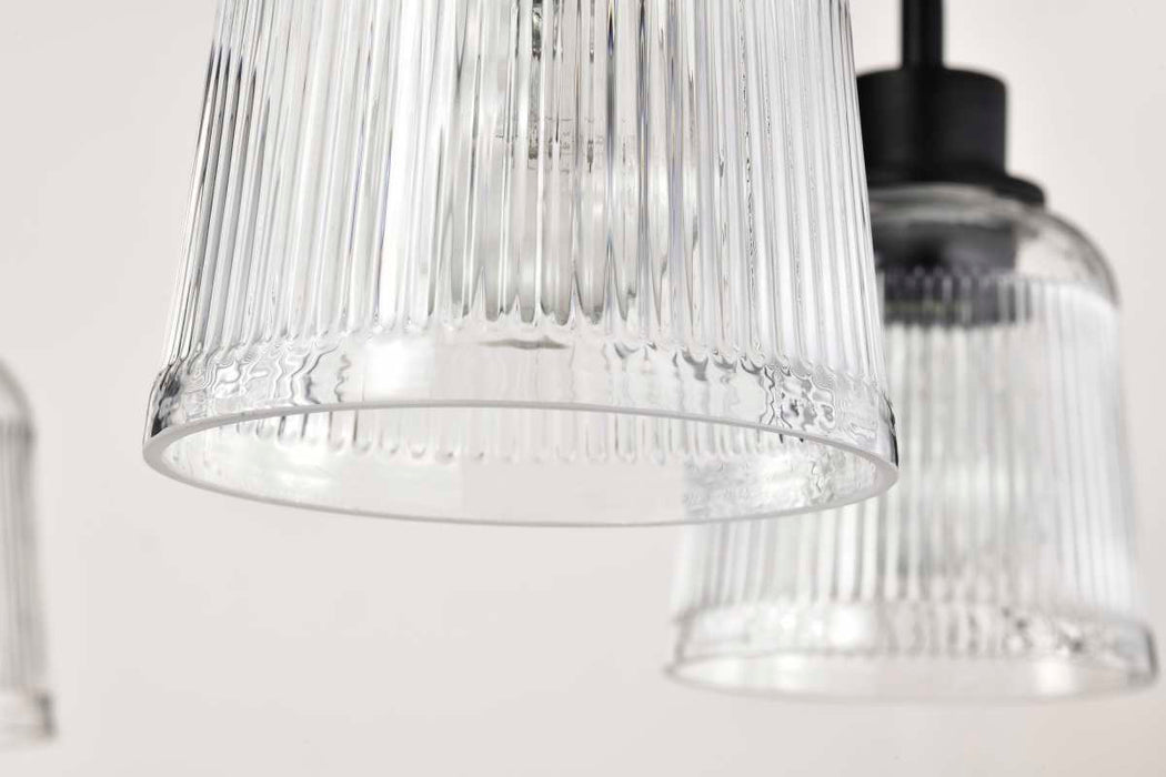 Chandelier Nuvo 60-8611 Grayson - 5 Light Chandelier - Matte Black Finish - Clear Ribbed Glass Nuvo