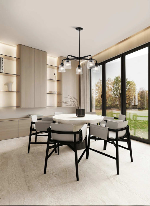 Chandelier Nuvo 60-8611 Grayson - 5 Light Chandelier - Matte Black Finish - Clear Ribbed Glass Nuvo