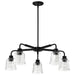 Chandelier Nuvo 60-8611 Grayson - 5 Light Chandelier - Matte Black Finish - Clear Ribbed Glass Nuvo