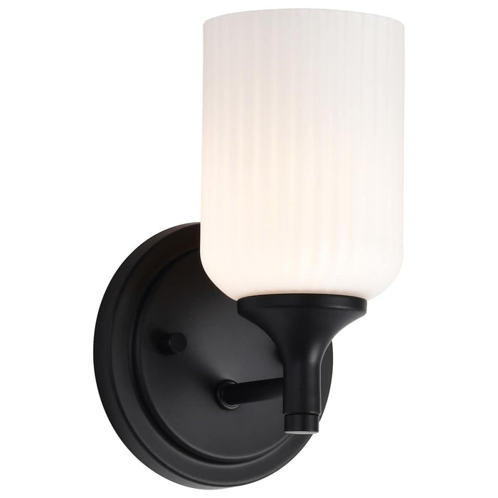Wall Sconce Nuvo 60-8641 Solara - 1 Light Wall Sconce - Matte Black Finish - Frosted Ribbed Glass Nuvo