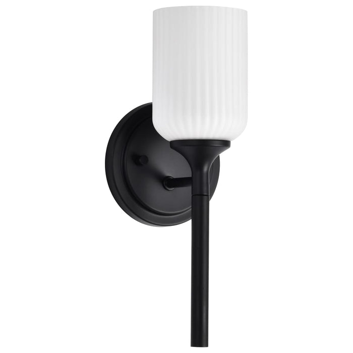 Wall Sconce Nuvo 60-8641 Solara - 1 Light Wall Sconce - Matte Black Finish - Frosted Ribbed Glass Nuvo