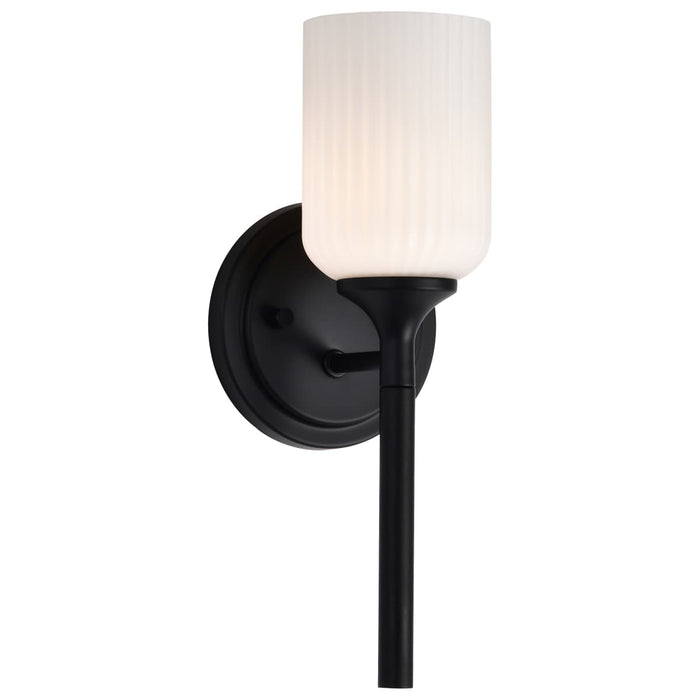 Wall Sconce Nuvo 60-8641 Solara - 1 Light Wall Sconce - Matte Black Finish - Frosted Ribbed Glass Nuvo