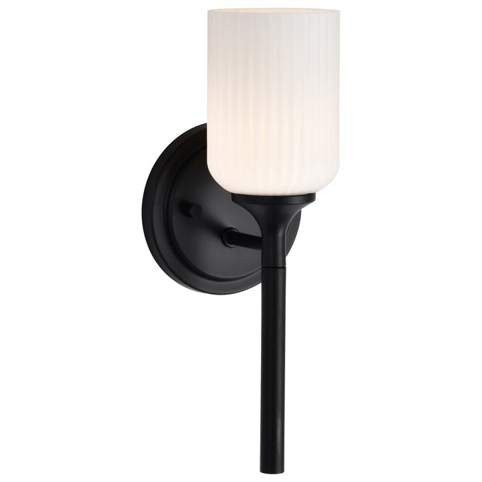 Wall Sconce Nuvo 60-8641 Solara - 1 Light Wall Sconce - Matte Black Finish - Frosted Ribbed Glass Nuvo