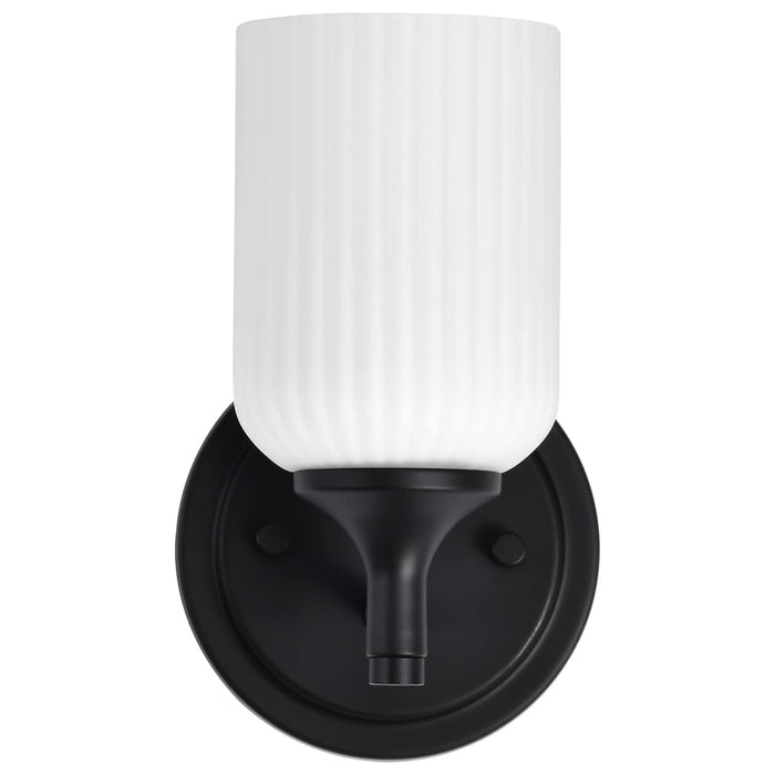 Wall Sconce Nuvo 60-8641 Solara - 1 Light Wall Sconce - Matte Black Finish - Frosted Ribbed Glass Nuvo