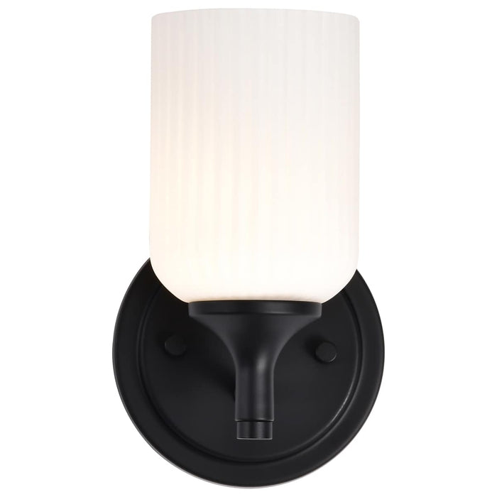 Wall Sconce Nuvo 60-8641 Solara - 1 Light Wall Sconce - Matte Black Finish - Frosted Ribbed Glass Nuvo