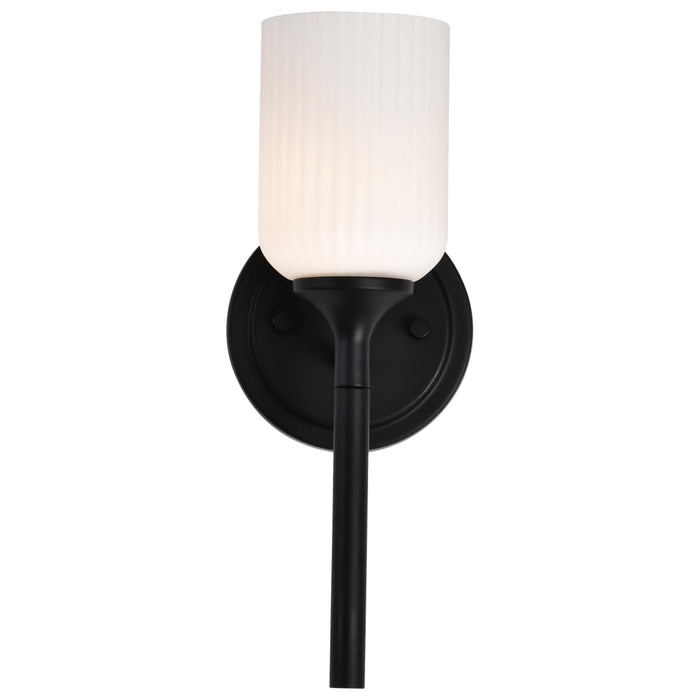 Wall Sconce Nuvo 60-8641 Solara - 1 Light Wall Sconce - Matte Black Finish - Frosted Ribbed Glass Nuvo