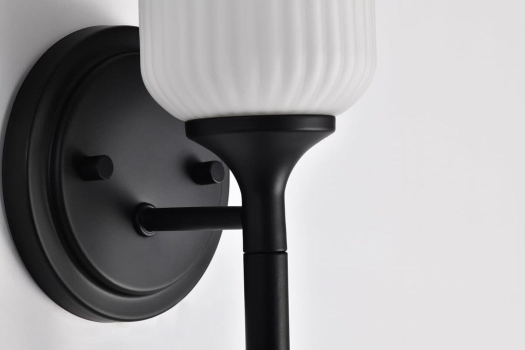 Wall Sconce Nuvo 60-8641 Solara - 1 Light Wall Sconce - Matte Black Finish - Frosted Ribbed Glass Nuvo