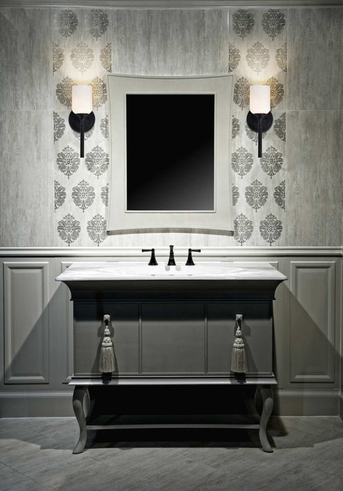 Wall Sconce Nuvo 60-8641 Solara - 1 Light Wall Sconce - Matte Black Finish - Frosted Ribbed Glass Nuvo