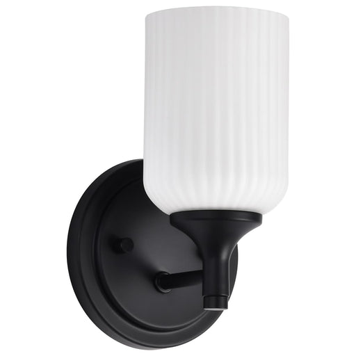 Wall Sconce Nuvo 60-8641 Solara - 1 Light Wall Sconce - Matte Black Finish - Frosted Ribbed Glass Nuvo