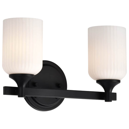 Vanity Nuvo 60-8642 Solara - 2 Light Vanity - Matte Black Finish - Frosted Ribbed Glass Nuvo