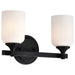 Vanity Nuvo 60-8642 Solara - 2 Light Vanity - Matte Black Finish - Frosted Ribbed Glass Nuvo