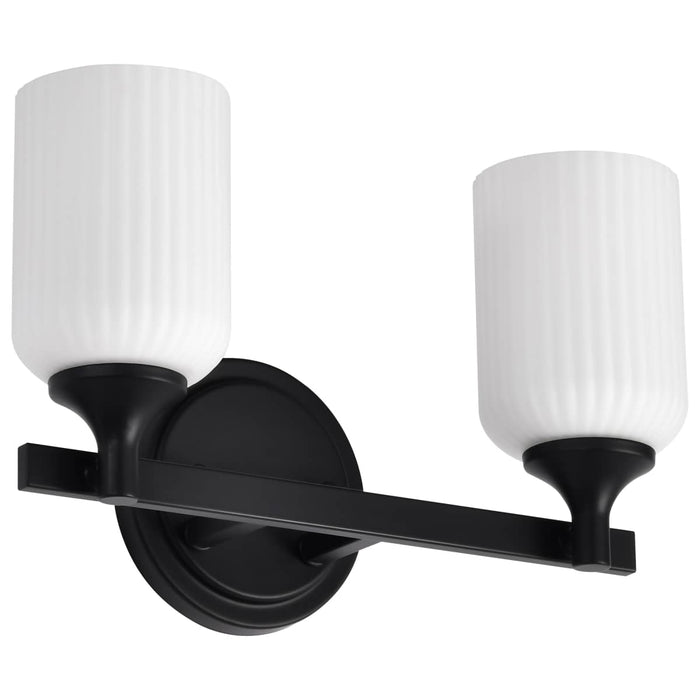 Vanity Nuvo 60-8642 Solara - 2 Light Vanity - Matte Black Finish - Frosted Ribbed Glass Nuvo