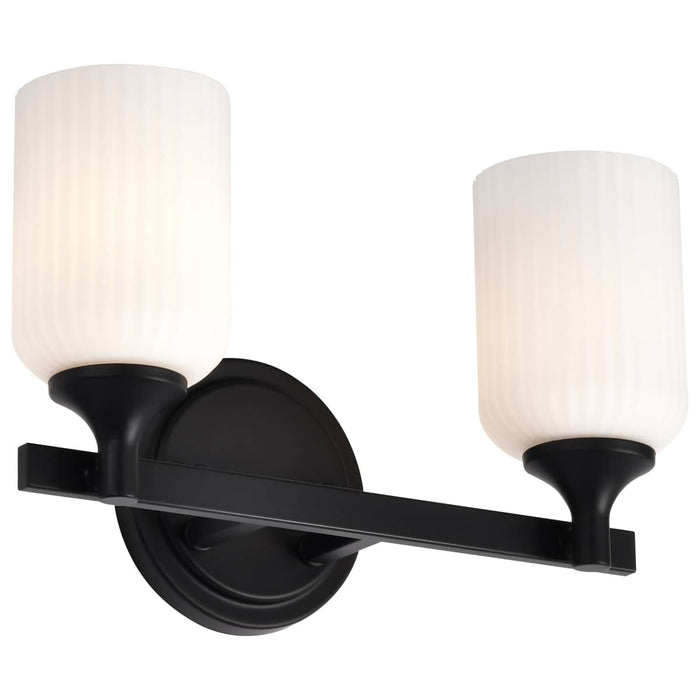 Vanity Nuvo 60-8642 Solara - 2 Light Vanity - Matte Black Finish - Frosted Ribbed Glass Nuvo