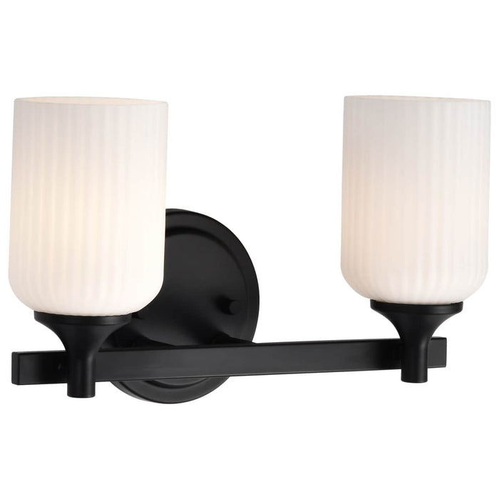 Vanity Nuvo 60-8642 Solara - 2 Light Vanity - Matte Black Finish - Frosted Ribbed Glass Nuvo