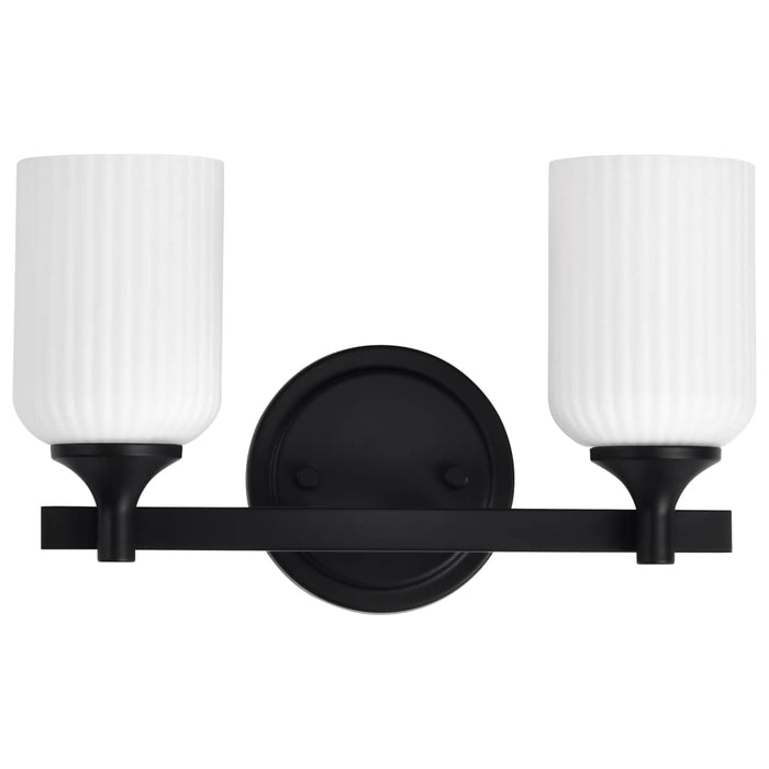 Vanity Nuvo 60-8642 Solara - 2 Light Vanity - Matte Black Finish - Frosted Ribbed Glass Nuvo