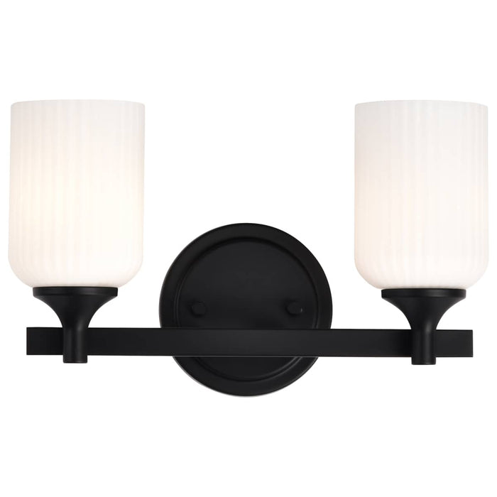 Vanity Nuvo 60-8642 Solara - 2 Light Vanity - Matte Black Finish - Frosted Ribbed Glass Nuvo