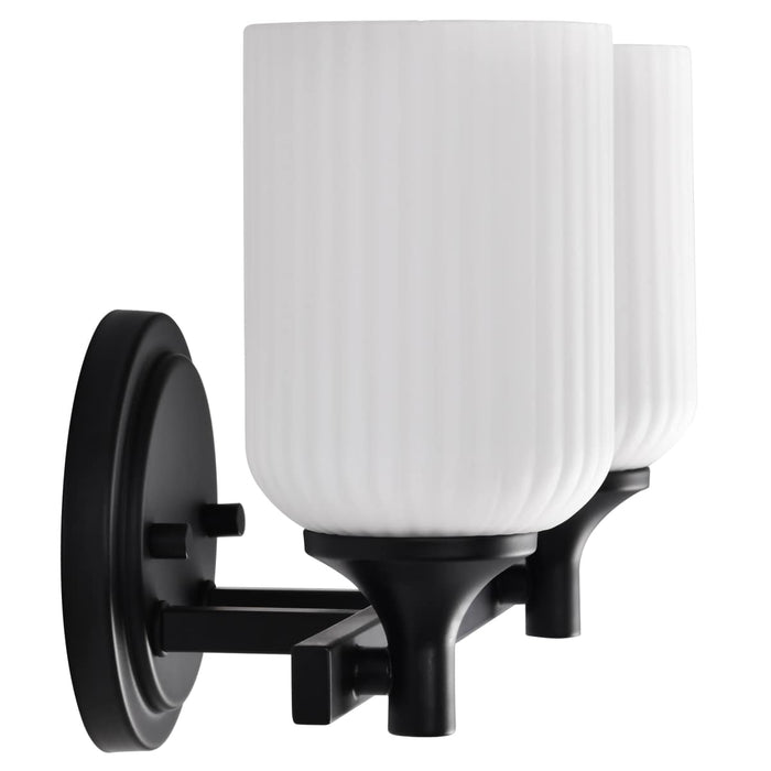 Vanity Nuvo 60-8642 Solara - 2 Light Vanity - Matte Black Finish - Frosted Ribbed Glass Nuvo