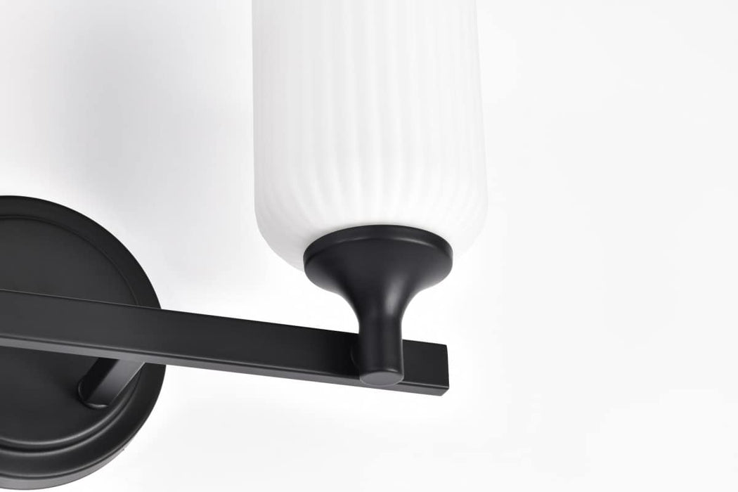 Vanity Nuvo 60-8642 Solara - 2 Light Vanity - Matte Black Finish - Frosted Ribbed Glass Nuvo