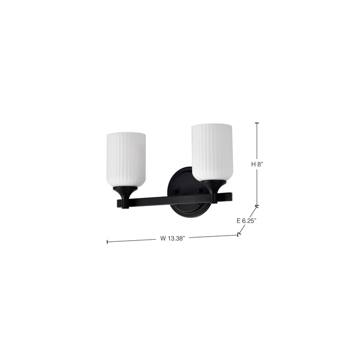 Vanity Nuvo 60-8642 Solara - 2 Light Vanity - Matte Black Finish - Frosted Ribbed Glass Nuvo