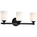 Vanity Nuvo 60-8643 Solara - 3 Light Vanity - Matte Black Finish - Frosted Ribbed Glass Nuvo