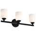 Vanity Nuvo 60-8643 Solara - 3 Light Vanity - Matte Black Finish - Frosted Ribbed Glass Nuvo
