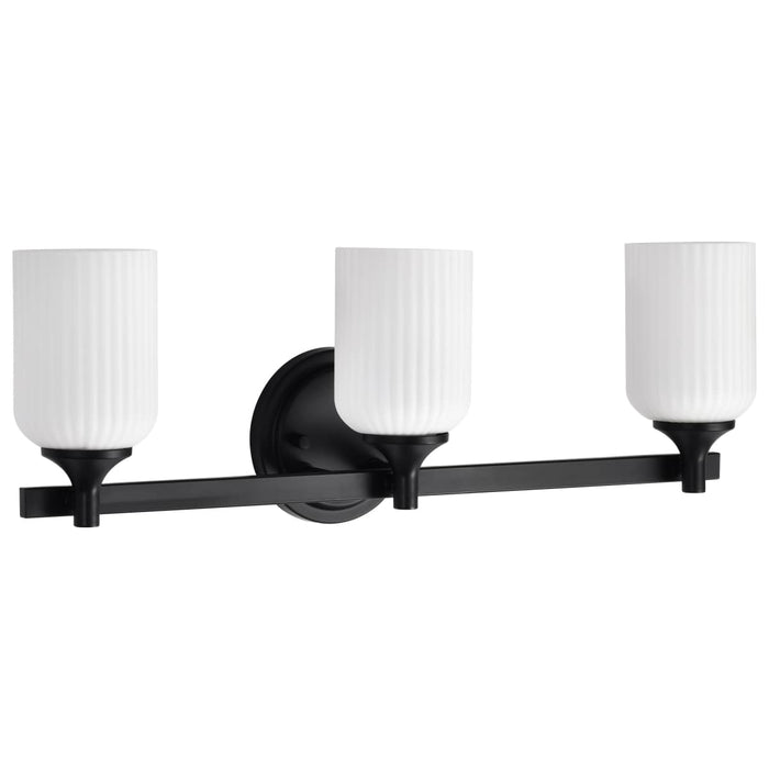 Vanity Nuvo 60-8643 Solara - 3 Light Vanity - Matte Black Finish - Frosted Ribbed Glass Nuvo