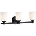 Vanity Nuvo 60-8643 Solara - 3 Light Vanity - Matte Black Finish - Frosted Ribbed Glass Nuvo