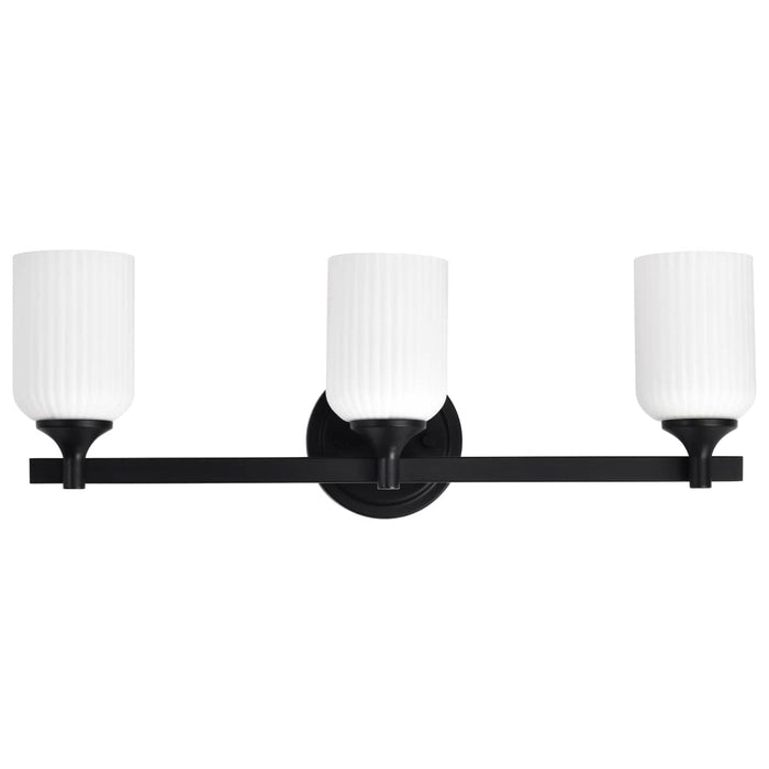 Vanity Nuvo 60-8643 Solara - 3 Light Vanity - Matte Black Finish - Frosted Ribbed Glass Nuvo