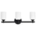 Vanity Nuvo 60-8643 Solara - 3 Light Vanity - Matte Black Finish - Frosted Ribbed Glass Nuvo
