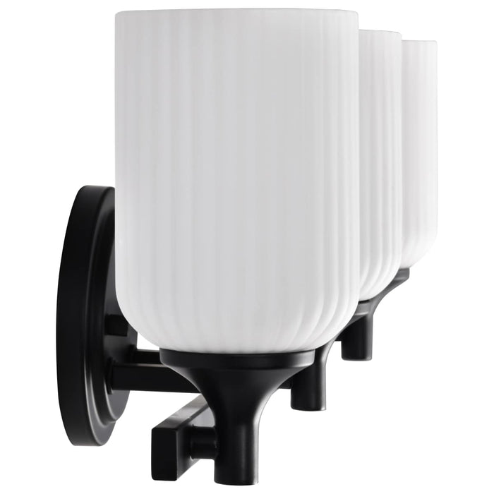 Vanity Nuvo 60-8643 Solara - 3 Light Vanity - Matte Black Finish - Frosted Ribbed Glass Nuvo