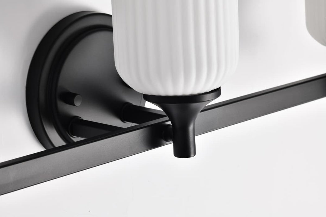 Vanity Nuvo 60-8643 Solara - 3 Light Vanity - Matte Black Finish - Frosted Ribbed Glass Nuvo
