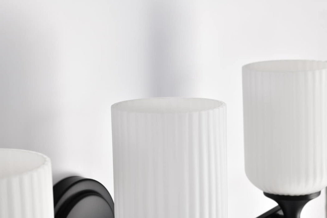 Vanity Nuvo 60-8643 Solara - 3 Light Vanity - Matte Black Finish - Frosted Ribbed Glass Nuvo
