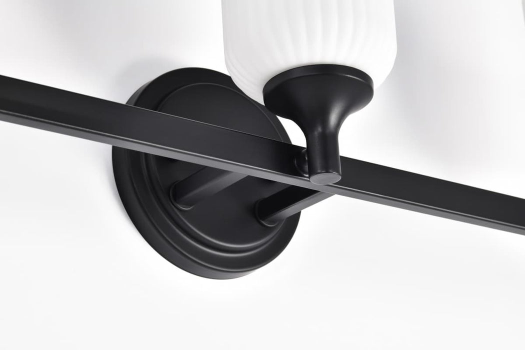 Vanity Nuvo 60-8643 Solara - 3 Light Vanity - Matte Black Finish - Frosted Ribbed Glass Nuvo