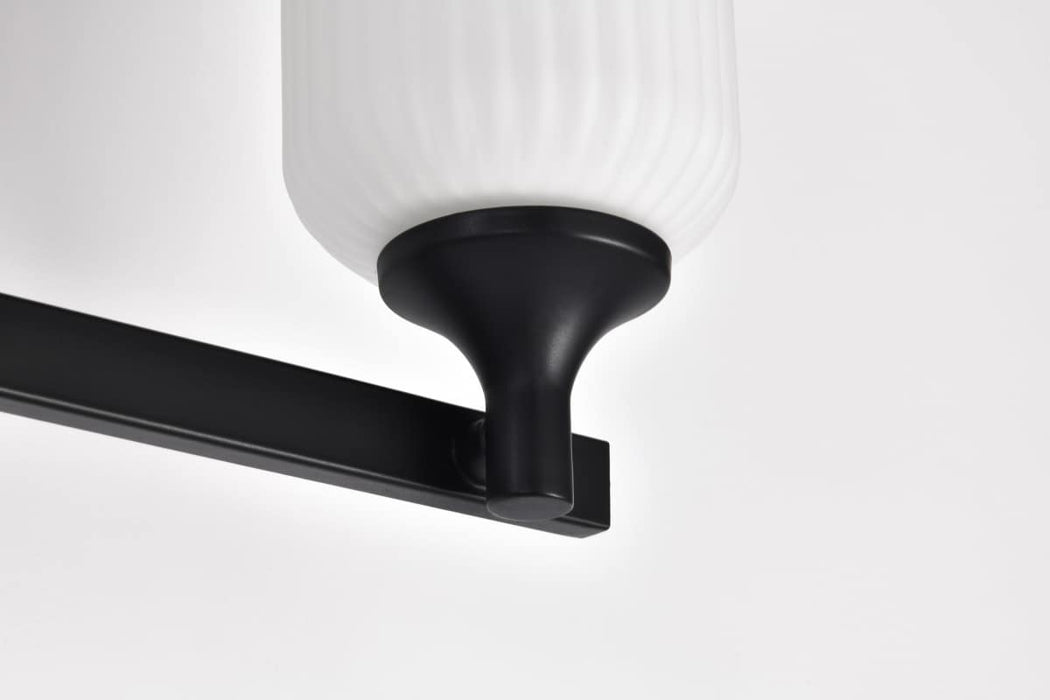 Vanity Nuvo 60-8643 Solara - 3 Light Vanity - Matte Black Finish - Frosted Ribbed Glass Nuvo