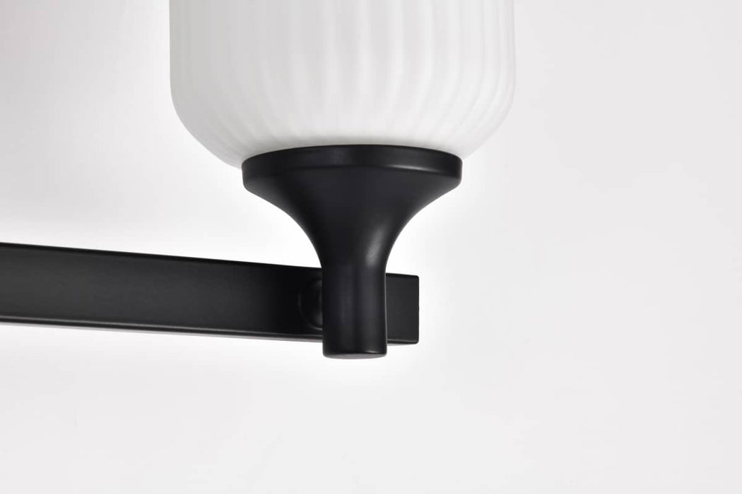Vanity Nuvo 60-8643 Solara - 3 Light Vanity - Matte Black Finish - Frosted Ribbed Glass Nuvo