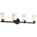 Vanity Nuvo 60-8644 Solara - 4 Light Vanity - Matte Black Finish - Frosted Ribbed Glass Nuvo