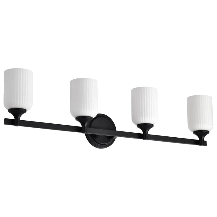 Vanity Nuvo 60-8644 Solara - 4 Light Vanity - Matte Black Finish - Frosted Ribbed Glass Nuvo