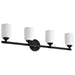 Vanity Nuvo 60-8644 Solara - 4 Light Vanity - Matte Black Finish - Frosted Ribbed Glass Nuvo