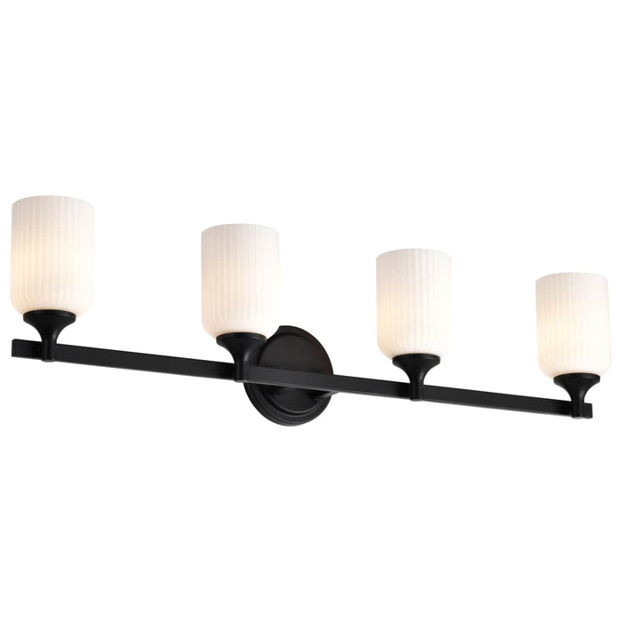 Vanity Nuvo 60-8644 Solara - 4 Light Vanity - Matte Black Finish - Frosted Ribbed Glass Nuvo