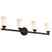 Vanity Nuvo 60-8644 Solara - 4 Light Vanity - Matte Black Finish - Frosted Ribbed Glass Nuvo